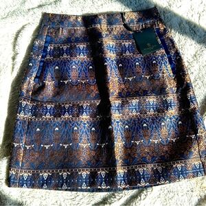 Massimo Dutti Metallic A-line Embroidered Skirt